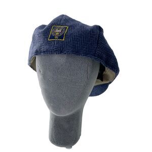 Oxford University Vtg VINTAGE Blue Wool Newsboy Flat Hat Cap 7 1/2 61 England UK